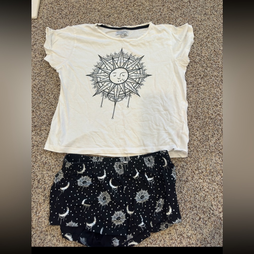 Brave Soul 'Sun and Moon' Pyjama Set 100% cotton - Picture 3 of 3